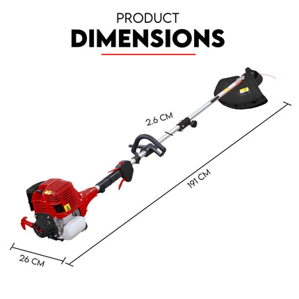 4 STROKE Whipper Snipper Straight Shaft Line Trimmer 31CC Pole Brush Cutter.