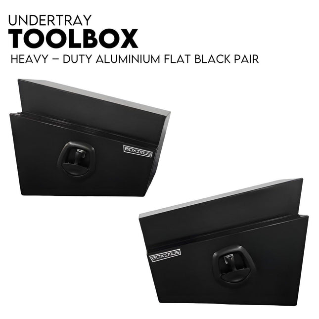 600mm Pair of Under Tray Tool Box Aluminium Undertray Underbody Toolbox Black.