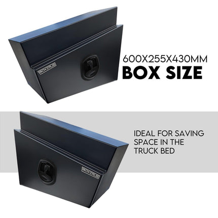 600mm Pair of Under Tray Tool Box Aluminium Undertray Underbody Toolbox Black.