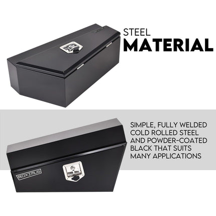 Under Tray Tool Box Underbody Pair Set 750mm Black Steel.