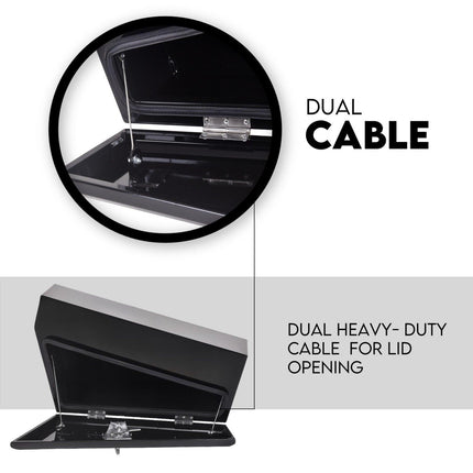 Under Tray Tool Box Underbody Pair Set 750mm Black Steel.