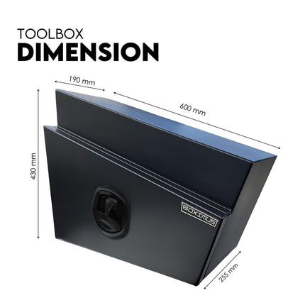 Under Tray Tool Box Underbody Pair Set 600mm Black Aluminium.