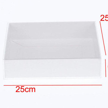 100 Pack of White Card Box - Clear Slide On Lid - 25 x 25 x 6cm - Large Beauty Product Gift Giving Hamper Tray Merch Fashion Cake Sweets Xmas.