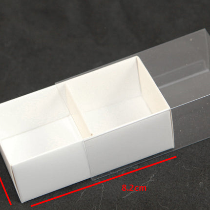 10 Pack of White Card Chocolate Sweet Soap Product Retail Gift Box - 2 Bay Compartments - Clear Slide On Lid - 8x4x3cm.