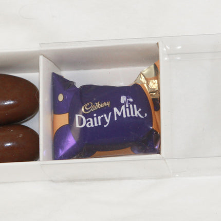 10 Pack of White Card Chocolate Sweet Soap Product Retail Gift Box - 2 Bay Compartments - Clear Slide On Lid - 8x4x3cm.