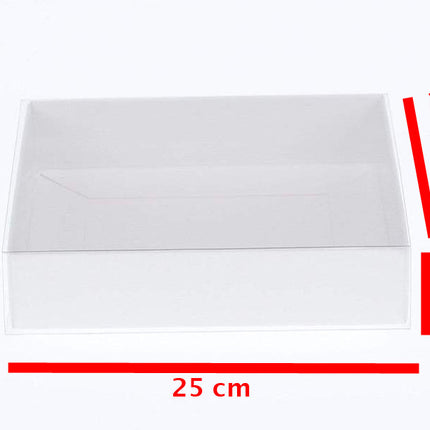10 Pack of White Card Box - Clear Slide On Lid - 17 x 25 x 5cm -  Large Beauty Product Gift Giving Hamper Tray Merch Fashion Cake Sweets Xmas.