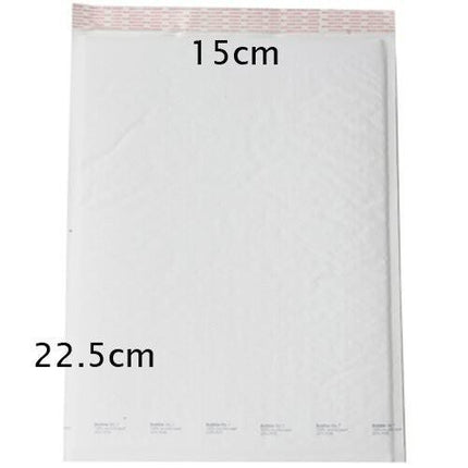25 Piece Pack - 22.5cm x 15cm White Bubble Padded Envelope Bag Post Courier Shipping SMALL Self Seal.