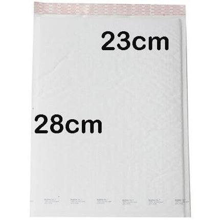 10 Piece Pack - 28 x 23cm White Bubble Padded Envelope Bag Post Courier Mailer Shipping Safe Fragile Self Seal.