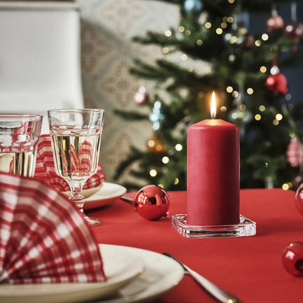 4 Pack Red Wax Pillar Advent Candles Xmas Wedding Party Table Room Centrepiece Decor Graduated sized 6 to 15cm High.
