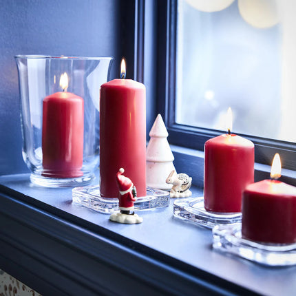 4 Pack Red Wax Pillar Advent Candles Xmas Wedding Party Table Room Centrepiece Decor Graduated sized 6 to 15cm High.