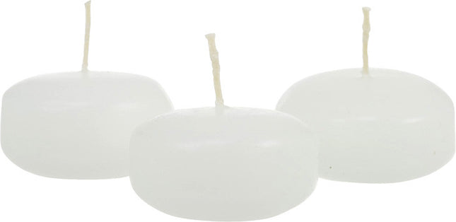 50 Pack of 6 Hour White Floating Candles - 5.8cm diameter - wedding party decoration.
