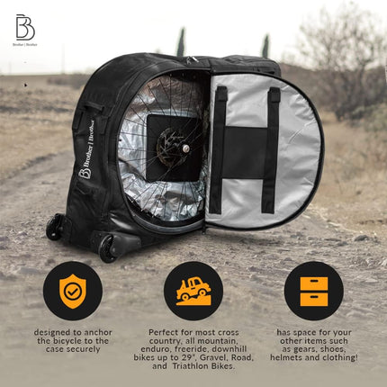 BROTHER BROTHER Bike Travel Bag Case Plane Boat Shipping Transport, Fits Cross Country All Mountain Bike, MTB, TT, Road Triathlon Bike 29er 700c.