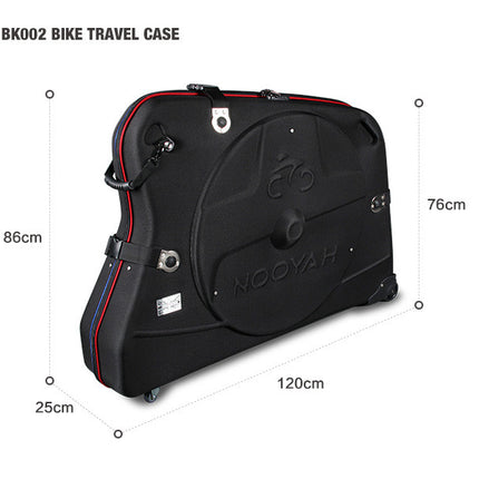 NOOYAH Bike Hard Shell Travel Case EVA Mountain MTB ebike Road Bike 700c Gravel Bike Tourer- BK002 in Black.