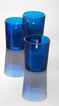 20 Pack Blue Glass Votive Tealight Candle Holders House Party Centerpiece Xmas Wedding Decor Glass Candlestick Party Decorations Bridal Baby Shower Event.
