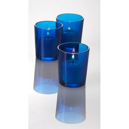 40 Pack Blue Glass Votive Tealight Candle Holders House Party Centerpiece Xmas Wedding Decor Glass Candlestick Party Decorations Bridal Baby Shower Event.