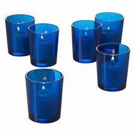 40 Pack Blue Glass Votive Tealight Candle Holders House Party Centerpiece Xmas Wedding Decor Glass Candlestick Party Decorations Bridal Baby Shower Event.