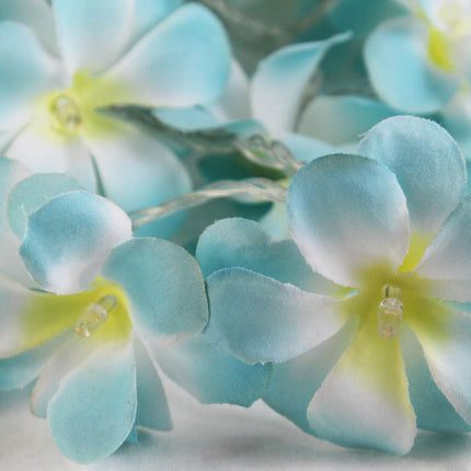 1 Set of 20 LED Tropical Blue Frangipani Flower Battery 3m String Lights Christmas Gift Home Wedding Beach Party Decoration Outdoor Table Centrepiece.