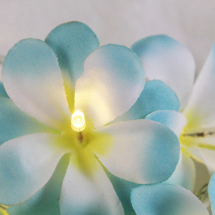 1 Set of 20 LED Tropical Blue Frangipani Flower Battery 3m String Lights Christmas Gift Home Wedding Beach Party Decoration Outdoor Table Centrepiece.