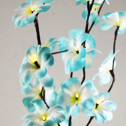 1 Set of 50cm H 20 LED Blue Frangipani Tree Branch Stem Fairy Light Wedding Event Party Function Table Vase Centrepiece Tropical Decoration.