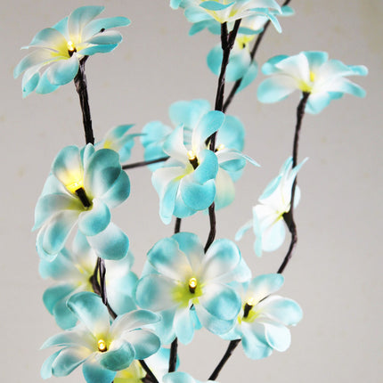 1 Set of 50cm H 20 LED Blue Frangipani Tree Branch Stem Fairy Light Wedding Event Party Function Table Vase Centrepiece Tropical Decoration.