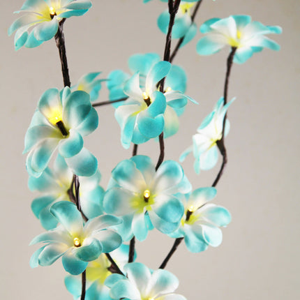 1 Set of 50cm H 20 LED Blue Frangipani Tree Branch Stem Fairy Light Wedding Event Party Function Table Vase Centrepiece Tropical Decoration.