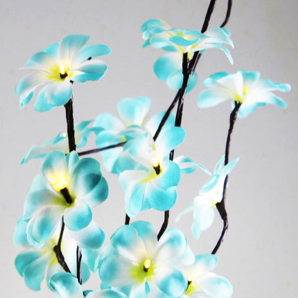 1 Set of 50cm H 20 LED Blue Frangipani Tree Branch Stem Fairy Light Wedding Event Party Function Table Vase Centrepiece Tropical Decoration.