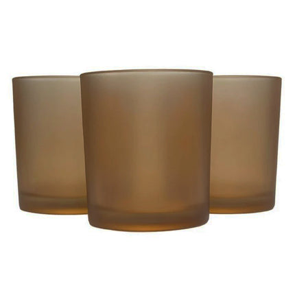 20 Pack Brown Frosted Glass Votive Tealight Candle Holders House Party Centerpiece Xmas Wedding Decor Glass Candlestick Party Decorations Bridal Valentines Event.