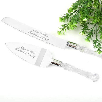 Cutting Cake Knife and Silver Blade Cake Server Set Wedding Anniversary Engagement Birthday Party Gift Boxed.