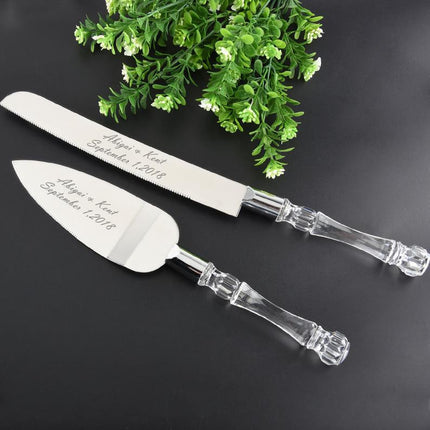 Cutting Cake Knife and Silver Blade Cake Server Set Wedding Anniversary Engagement Birthday Party Gift Boxed.
