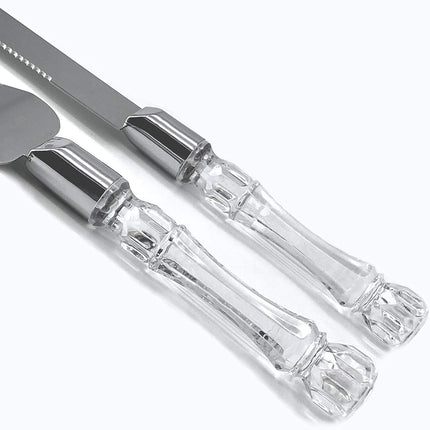 Cutting Cake Knife and Silver Blade Cake Server Set Wedding Anniversary Engagement Birthday Party Gift Boxed.