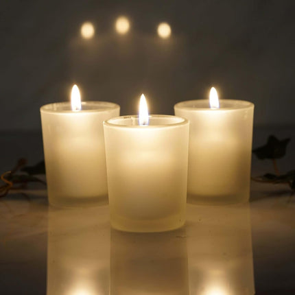 10 Pack Frosted White Glass Votive Candle Holders for Candle Making Kit Tealight Candles Cup Home Decoration.