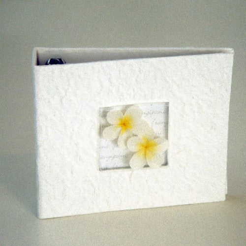 Frangipani DVD CD Disc Storage Album Cream Mulberry paper with Frangipani's - Holds 20 Discs.
