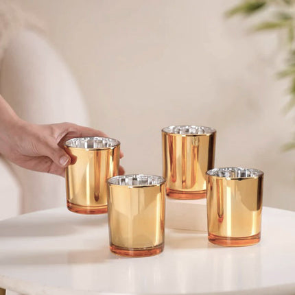 20 Pack Gold Votive Tealight Candle Holders Valentines Day Mercury  Wedding Decor Glass Candlestick Party Decorations Bridal Baby Shower Event.