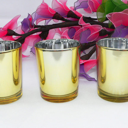 20 Pack Gold Votive Tealight Candle Holders Valentines Day Mercury  Wedding Decor Glass Candlestick Party Decorations Bridal Baby Shower Event.