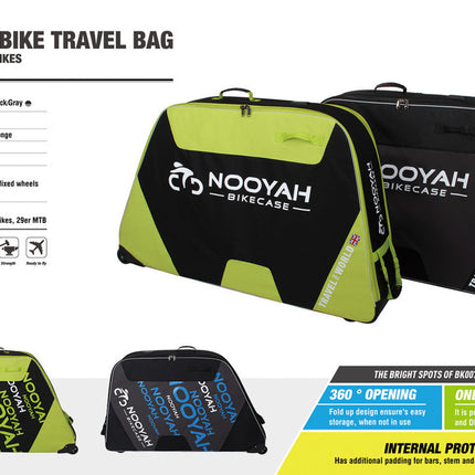 NOOYAH Bike GREY Travel Case Bike Bag Shell EVA Tough material MTB Mountain Bike Road Bike TT 700c Gravel Bike Ebike 29er etc - BK007S.