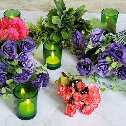 10 Pack Green Glass Votive Candle Holders Table Centreoieces  Xmas Wedding Anniversary Event Recption Party Function or Home Decor.
