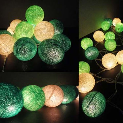20 Ball Green 3m String Light Battery Box 5cm Cotton Ball  Christmas Birthday Garden Special Occasion Decoration.