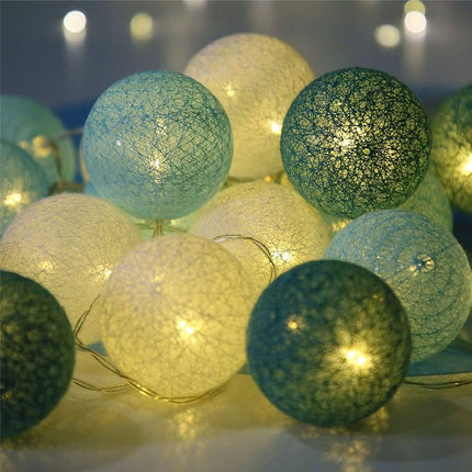 20 Ball Green 3m String Light Battery Box 5cm Cotton Ball  Christmas Birthday Garden Special Occasion Decoration.