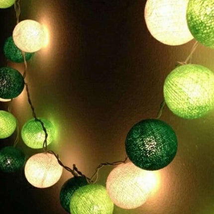 20 Ball Green 3m String Light Battery Box 5cm Cotton Ball  Christmas Birthday Garden Special Occasion Decoration.