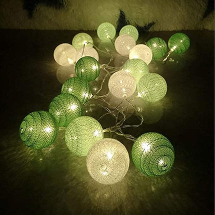 20 Ball Green 3m String Light Battery Box 5cm Cotton Ball  Christmas Birthday Garden Special Occasion Decoration.