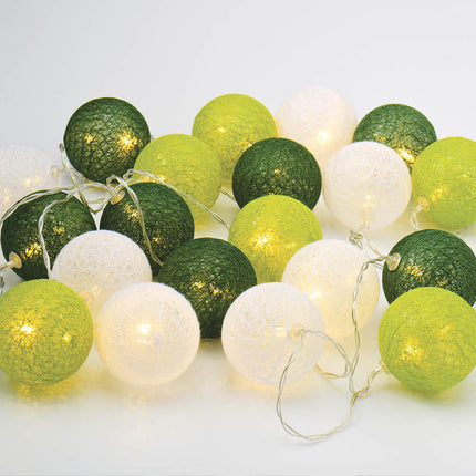 20 Ball Green 3m String Light Battery Box 5cm Cotton Ball  Christmas Birthday Garden Special Occasion Decoration.
