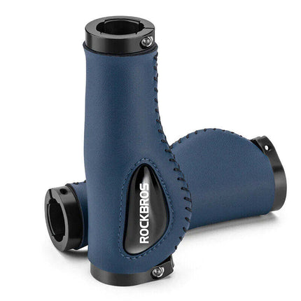Deluxe Hand Grips Shock Absorbing Rockbros MTB Mountain Bike Tourer Double Lock BLUE Handlebar Grips Anti-skid 2.22cm.