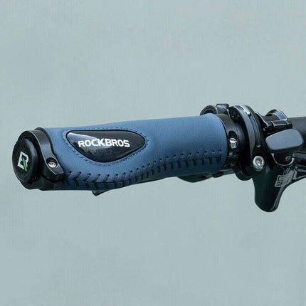 Deluxe Hand Grips Shock Absorbing Rockbros MTB Mountain Bike Tourer Double Lock BLUE Handlebar Grips Anti-skid 2.22cm.