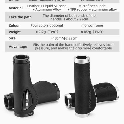 Deluxe Hand Grips Shock Absorbing Rockbros MTB Mountain Bike Tourer Double Lock BLUE Handlebar Grips Anti-skid 2.22cm.