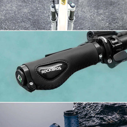 Deluxe Hand Grips Shock Absorbing Rockbros MTB Mountain Bike Tourer Double Lock BLUE Handlebar Grips Anti-skid 2.22cm.