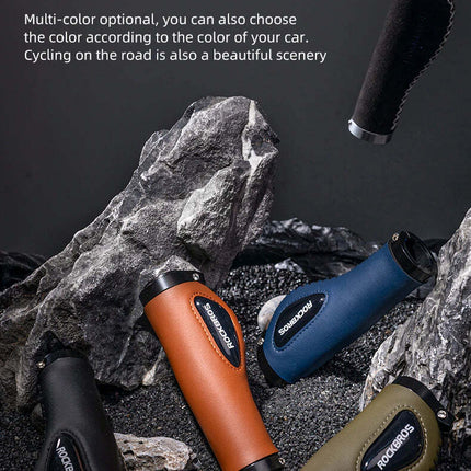 Deluxe Hand Grips Shock Absorbing Rockbros MTB Mountain Bike Tourer Double Lock BLUE Handlebar Grips Anti-skid 2.22cm.
