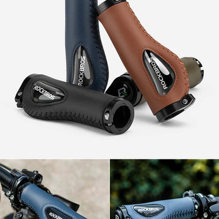 Deluxe Hand Grips Shock Absorbing Rockbros MTB Mountain Bike Tourer Double Lock BLUE Handlebar Grips Anti-skid 2.22cm.