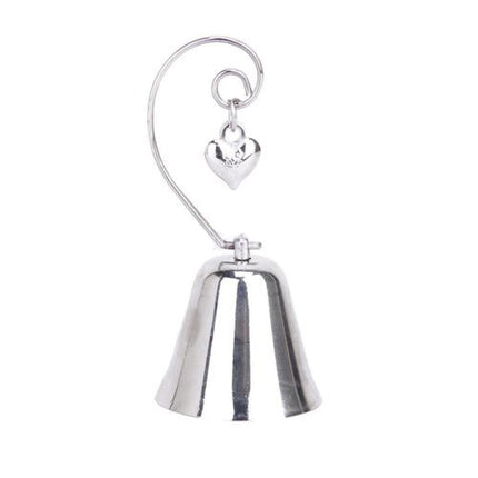 10 Pack of Silver Wedding Kissing Bell Name Card Stand Holder with Heart in Ring Bomboniere Favour Gift.