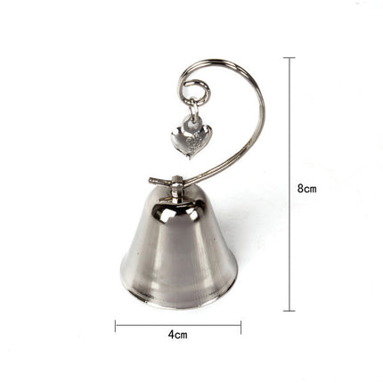 10 Pack of Silver Wedding Kissing Bell Name Card Stand Holder with Heart in Ring Bomboniere Favour Gift.
