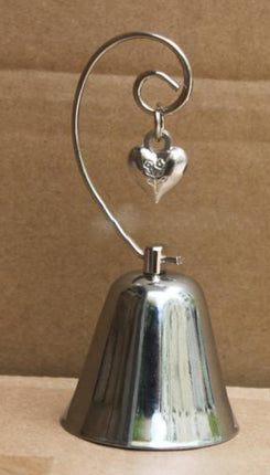10 Pack of Silver Wedding Kissing Bell Name Card Stand Holder with Heart in Ring Bomboniere Favour Gift.